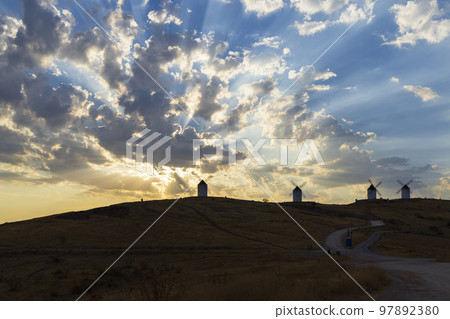 windmills in Alcazar de San Juan, Castile la Mancha, Spain 97892380