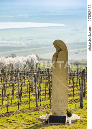 statue of Saint Agnes with vineyards near Palvov, Southern Moravia, Czech Republic statue of Saint Agnes with vineyards near Palvov, Southern Moravia, Czech Republic 97892631