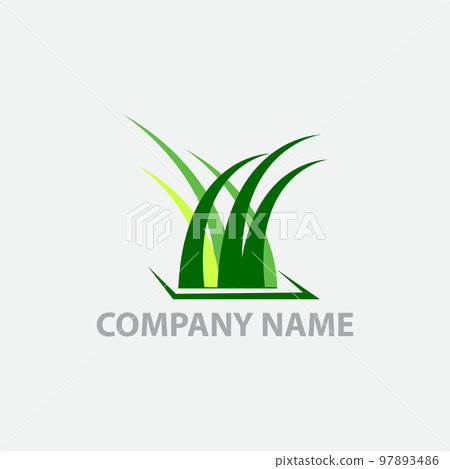 Creative grass logo template design vector illustration. 97893486