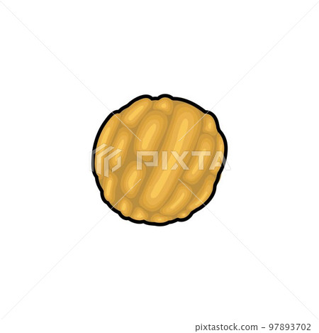 Korean walnut cookies doodle icon, vector color line illustration 97893702
