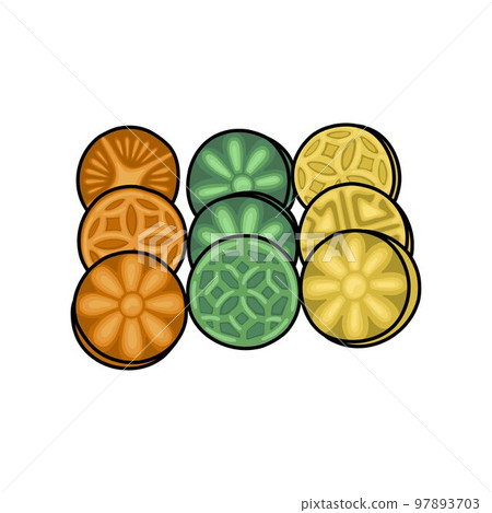 Dasik Korean pressed sweets. Dessert made from flour and honey doodle icon, vector illustration Dasik Korean pressed sweets. Dessert made from flour and honey doodle icon, vector illustration 97893703