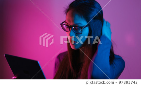 Young and pretty Asian - portrait shot in RGB colors 97893742