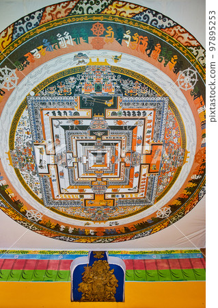 Chorten interior ceiling artwork of Tibetan Mongolian Buddhist  97895253