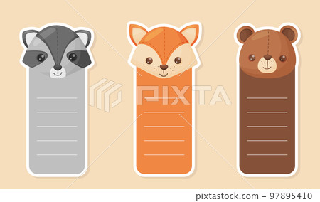 Empty Note Card with Animal Heads or Notebook Page for Notes Vector Set 97895410