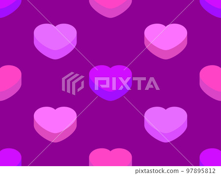 3d hearts seamless pattern. Happy Valentine's Day. Background with isometric hearts for greeting card, wrapping paper, promotional items and invitations. Vector illustration 97895812