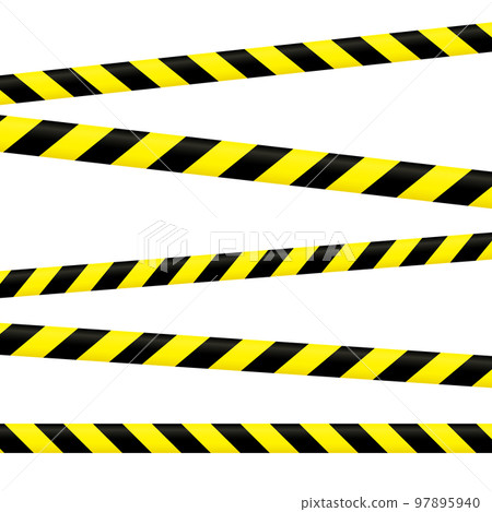 Crossed caution tape set. Yellow and black warning stripes. Repeating construction, hazard, danger sellotapes. Restriction and prohibition zones adhesive tapes. Police line. Crossed caution tape set. Yellow and black warning stripes. Repeating construction, hazard, danger sellotapes. Restriction and prohibition zones adhesive tapes. Police line. 97895940