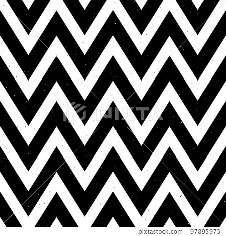 Grunge zigzag seamless pattern. Black and White chevron fabric texture. Abstract zig zag background. Repeating vector 97895973