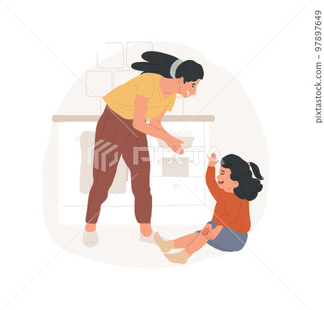 Slipping and falling isolated cartoon vector illustration. A kid slipped on the floor, lying and crying, child after falling, holding knee, slight injury, children health vector cartoon. 97897649