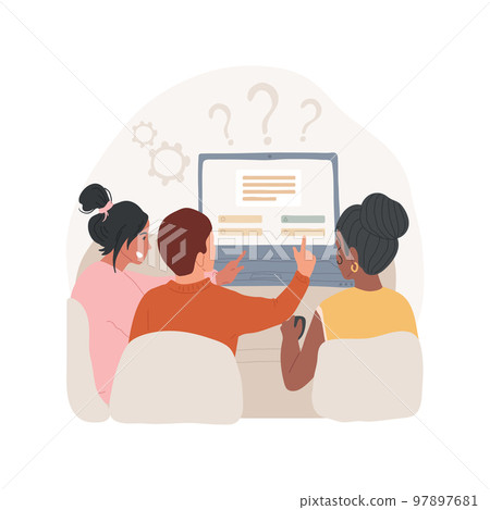 Online quiz isolated cartoon vector illustration. Group of people playing online quiz together, mind challenge, brain games, mental development, leisure activity with friends vector cartoon. Online quiz isolated cartoon vector illustration. Group of people playing online quiz together, mind challenge, brain games, mental development, leisure activity with friends vector cartoon. 97897681