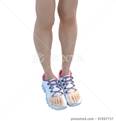 Feet wearing sneakers (in shoes) perming3DCG illustration material Feet wearing sneakers (in shoes) perming3DCG illustration material 97897737