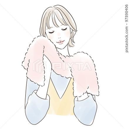A smiling woman wiping her face with a towel A smiling woman wiping her face with a towel 97898406