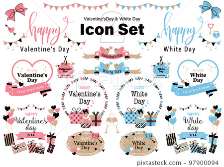 Valentine's Day & White Day Icon Set - Stock Illustration [97900094 ...