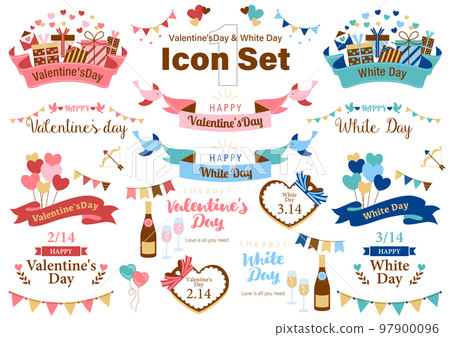 Valentine's Day & White Day Icon Set 97900096