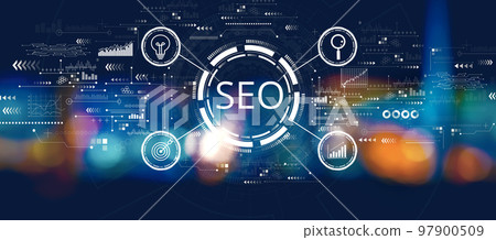 SEO concept with blurred city at night SEO concept with blurred city at night 97900509