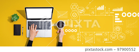 Digital Transformation concept with person using laptop computer Digital Transformation concept with person using laptop computer 97900552