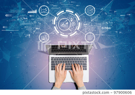 Data Analysis concept with person using laptop Data Analysis concept with person using laptop 97900606