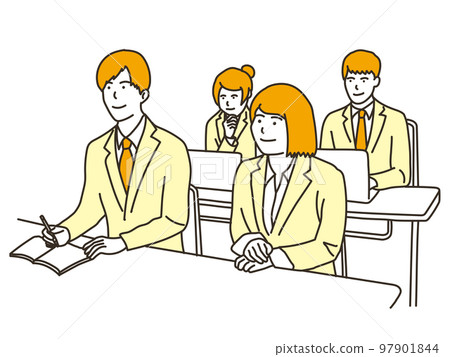 Multiple male and female business people undergoing training 97901844