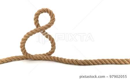 Braided natural jute rope over white background Braided natural jute rope over white background 97902055