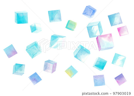 Background illustration of colorful ice drawn with transparent watercolor 97903019