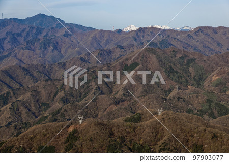 A distant view of Mt. Goza and Mt. Yatsugatake from Mt. Kasamaru in Western Joshu 97903077