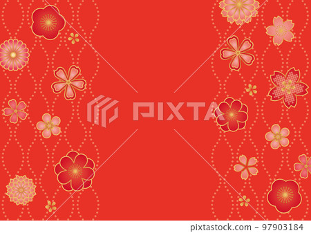 紅花日本圖案背景素材 紅花日本圖案背景素材 97903184