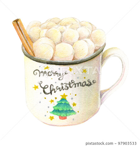 棉花糖可可的手繪水彩和彩色鉛筆插圖 97903533