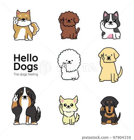 Dog's facial expression icon peace sign 97904159