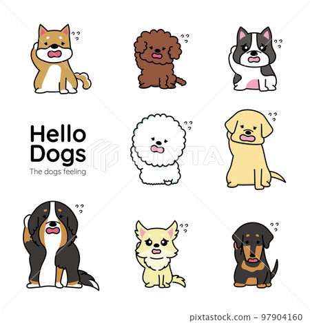 Dog's facial expression icon panicking Dog's facial expression icon panicking 97904160
