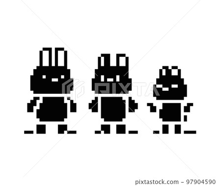 Pixel art 1bit rabbit character. 97904590