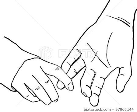 Hands holding together Father and child Hand drawn line art illustration Hands holding together Father and child Hand drawn line art illustration 97905144