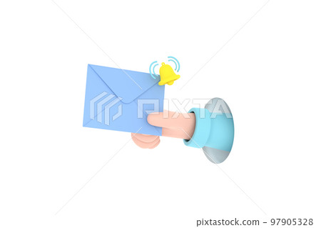Hand hold an envelope of sending notification with email message bell icon. 97905328