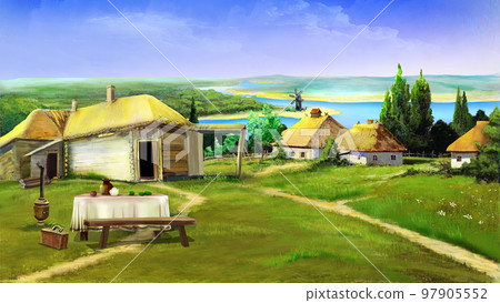 Traditional Ukrainian Village illustration 97905552