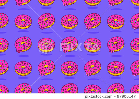 Doughnut seamless pattern. Donuts with pink icing Doughnut seamless pattern. Donuts with pink icing 97906147