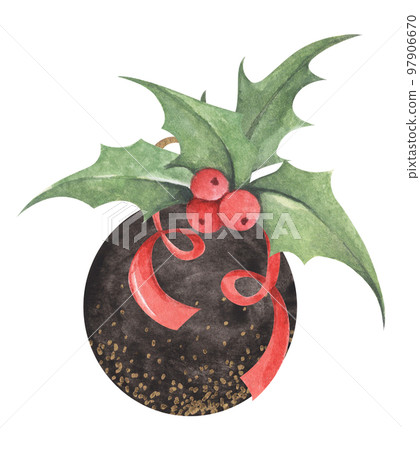 Ball for a Christmas tree. Watercolor illustration. Ball for a Christmas tree. Watercolor illustration. 97906670