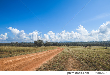 panorama panoramic of green pasture countryside road. panorama panoramic of green pasture countryside road. 97906826
