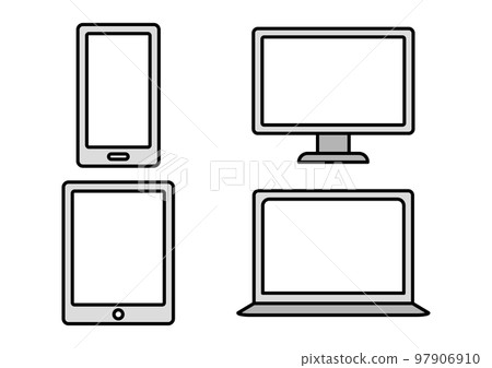 簡單的計算機和智能手機圖標集 97906910