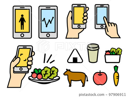 Health management icon set on smartphone 97906911