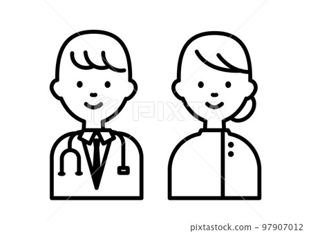 Simple person icon set doctor and nurse 97907012