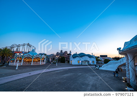 Spanish village in winter vacation _ at dusk Spanish village in winter vacation _ at dusk 97907121