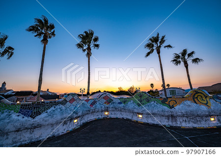 Spanish village in winter vacation _ at dusk Spanish village in winter vacation _ at dusk 97907166