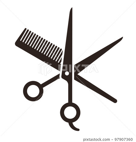Hairdressing scissors and comb. Hairdresser symbol Hairdressing scissors and comb. Hairdresser symbol 97907360