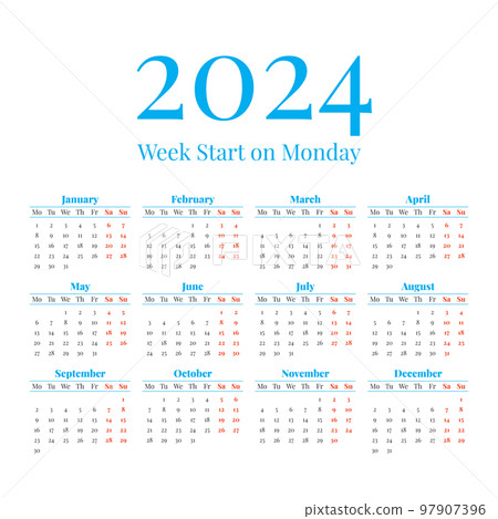 Calendrier 2024 Stock Vector