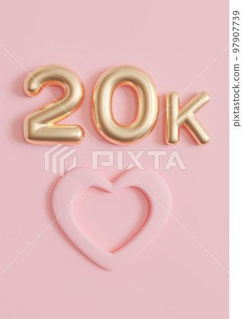 20000 followers card with heart on pink... - Stock Illustration [97907739]  - PIXTA