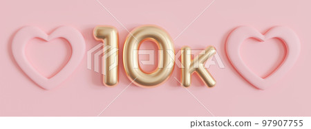 10000 followers card with hearts on pink... - Stock Illustration [97907755]  - PIXTA