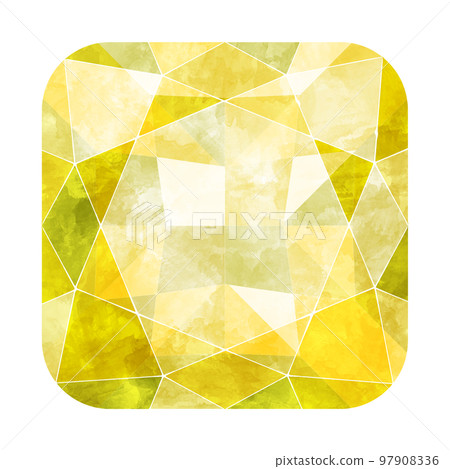 墊形明亮式切割黃色珠寶水彩插圖圖像 97908336
