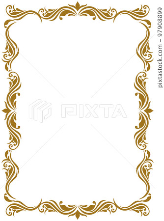Certificate of commendation template vertical, frame with oriental pattern. Antique and vintage ornaments and borders 97908899