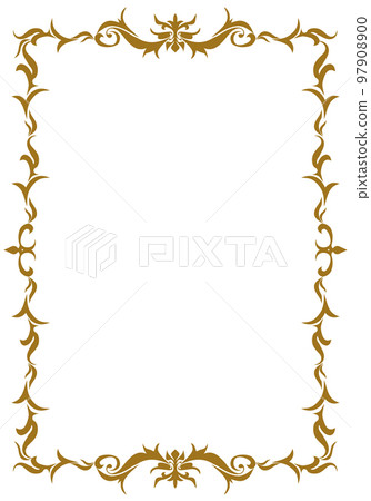 表彰模板垂直，框架與東方模式的證書。古董和古董裝飾品和邊框 97908900