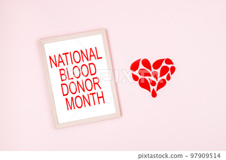 National Blood Donor Month background, web banner. Blood donor day campaign for donation charity concept with red drops heart and hands. Giving blood saves lives National Blood Donor Month background, web banner. Blood donor day campaign for donation charity concept with red drops heart and hands. Giving blood saves lives 97909514
