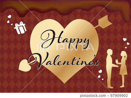 Valentine Valentine's Day frame couple heart silhouette illustration material 97909902