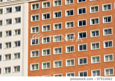 Facade of a Generic Residential Building in Madrid Spain - Full frame Facade of a Generic Residential Building in Madrid Spain - Full frame 97910062
